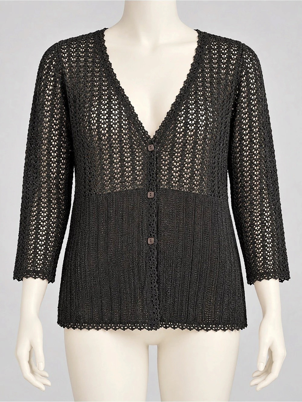 Emma James Essentials July Open Knit Cardigan Black XL